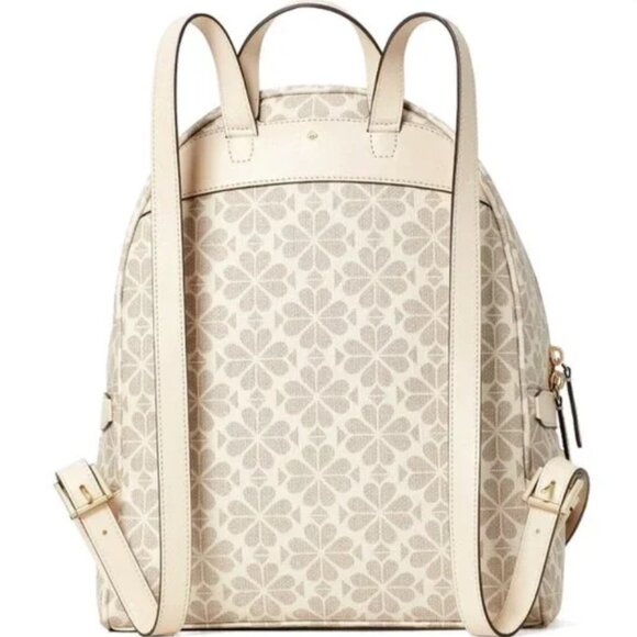 New Kate Spade Spade Flower Coated Canvas Medium Backpack Parchment Multi - Picture 2 of 7